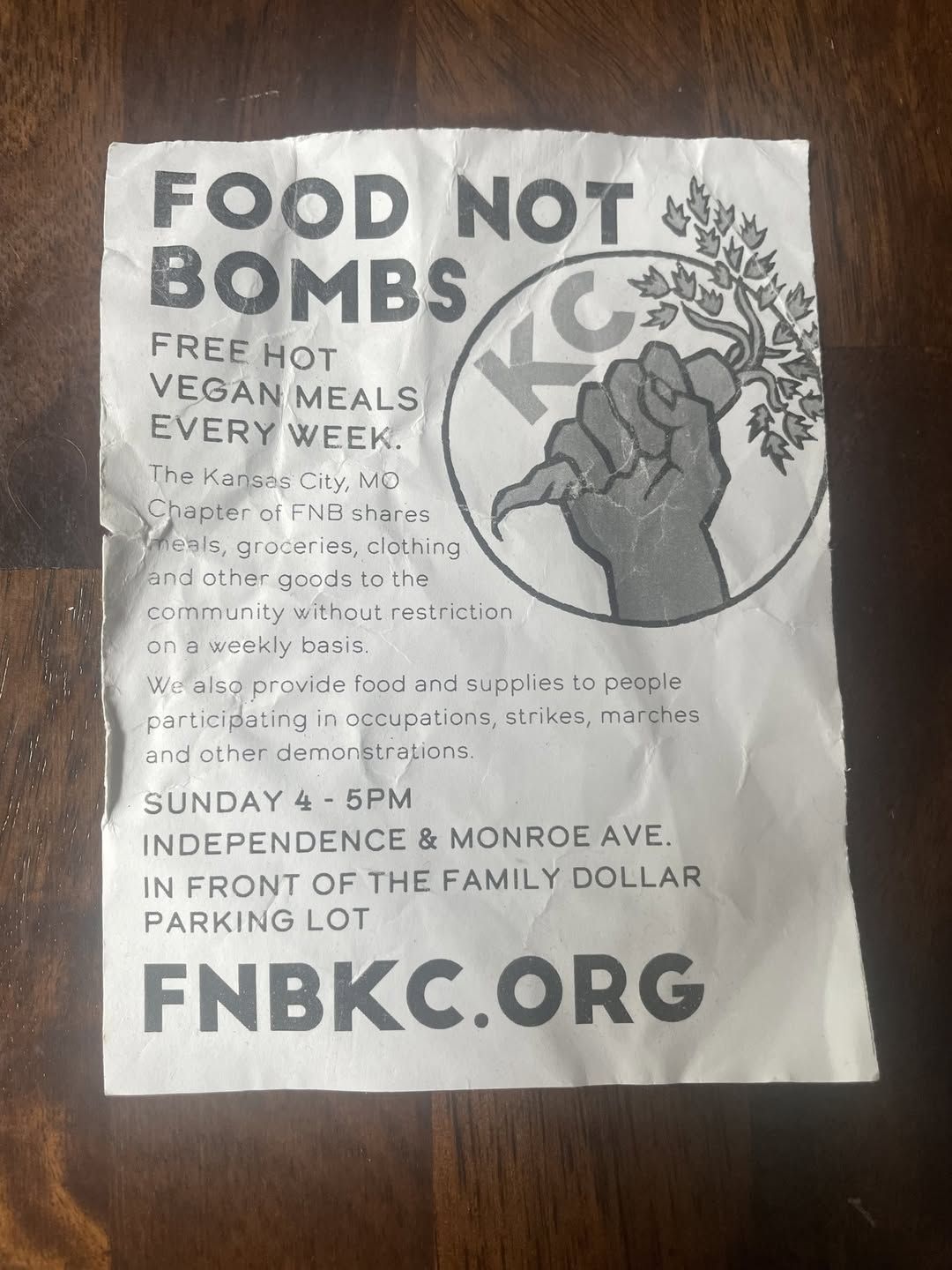 Food Not Bombs flyer