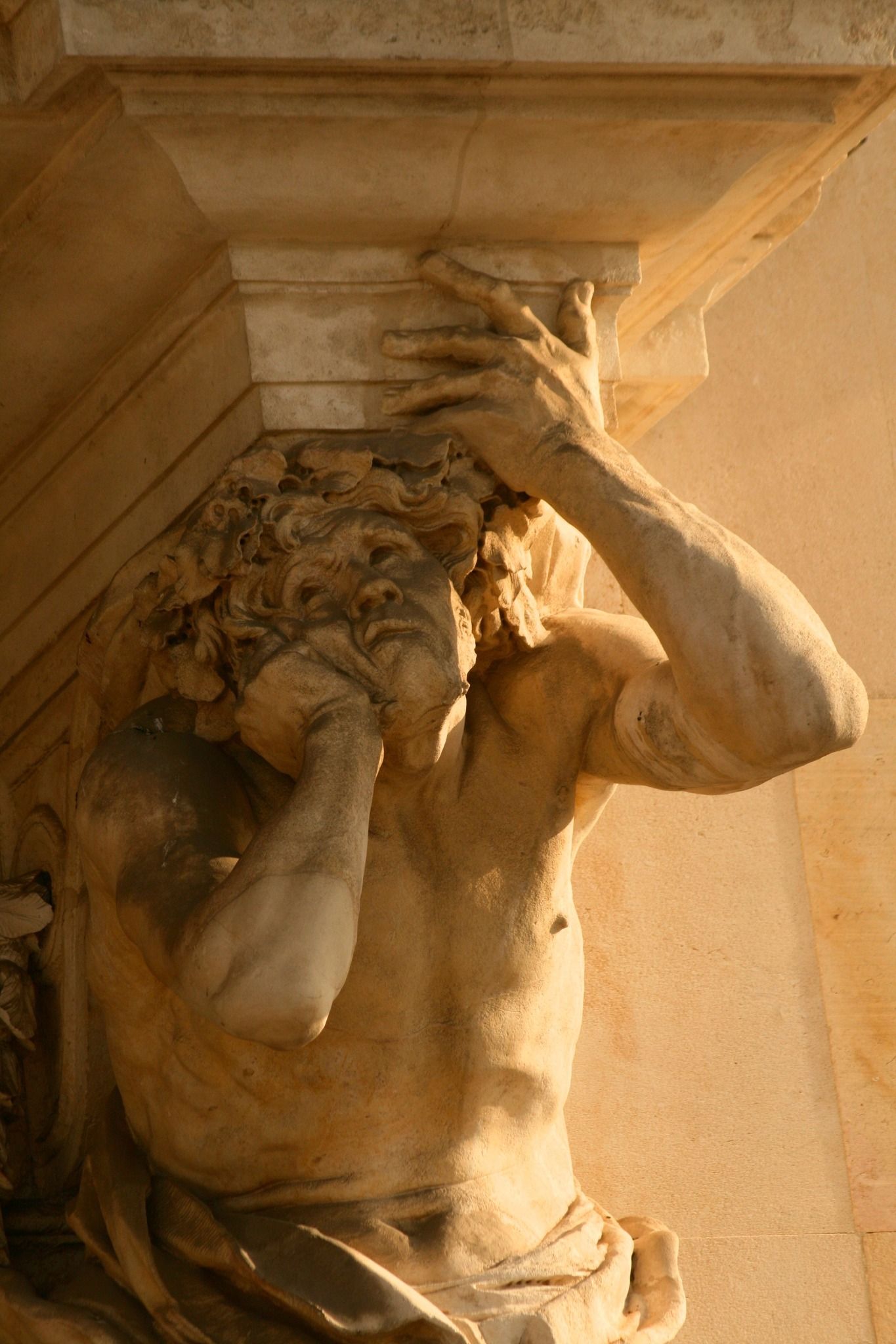 One of the famous Atlantes sculptures by the French artist Pierre Puget